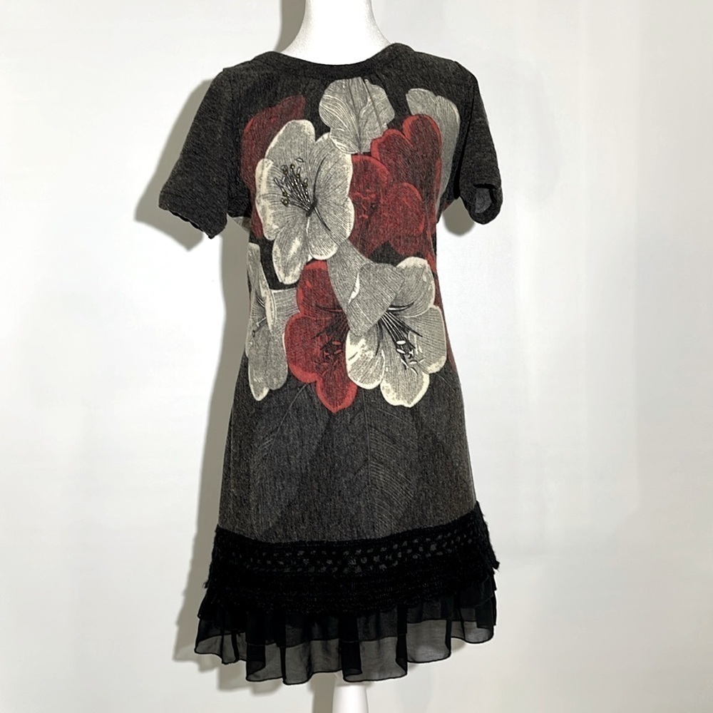 ANGIE Women's Knit Floral Beaded Mini Dress Size S